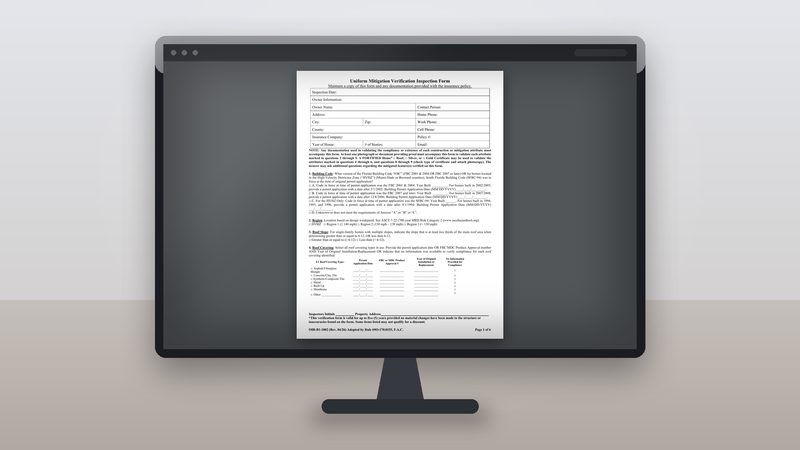 Florida Wind Mitigation Inspection Form (4/2026 Version)